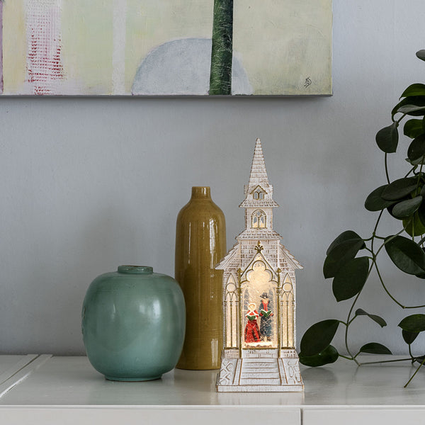 Dickensian Style White Church Water Spinner