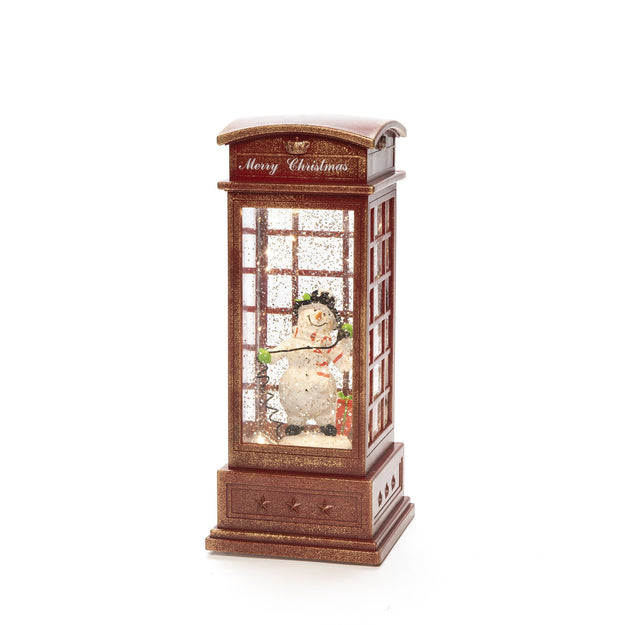 Telephone Box Water Spinner Snowman Scene Lantern
