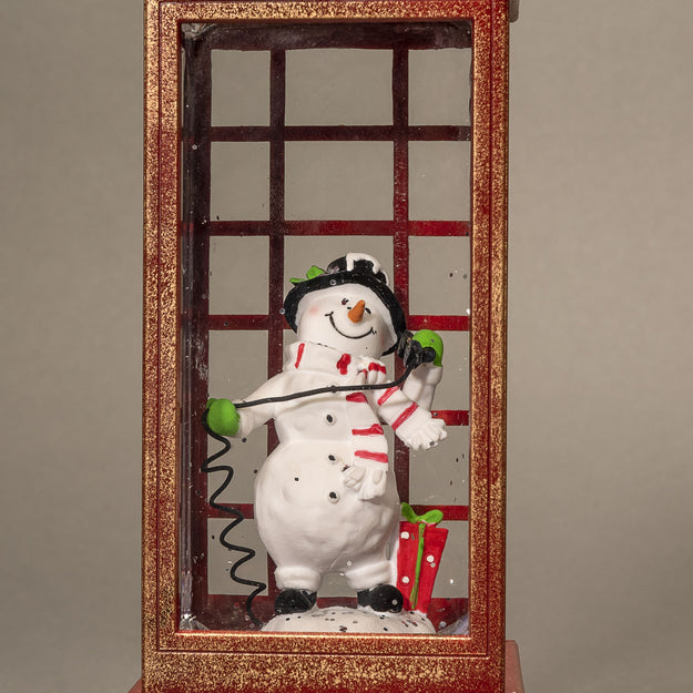 Telephone Box Water Spinner Snowman Scene Lantern