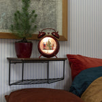 Novelty Red Clock with Santa and Children Scene Water Spinner