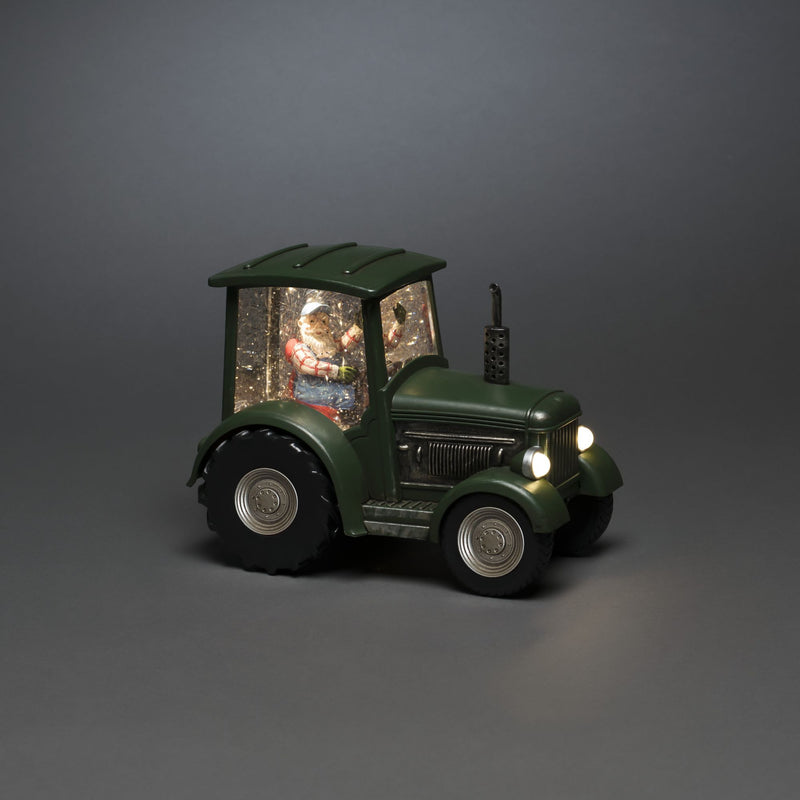 Green Tractor Magical Glitter Christmas Lit Water Spinner
