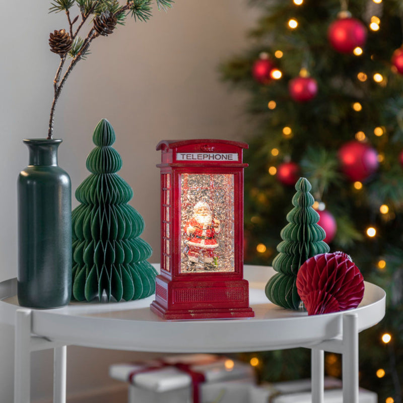 Santa Telephone Booth Christmas Magical Water Spinner