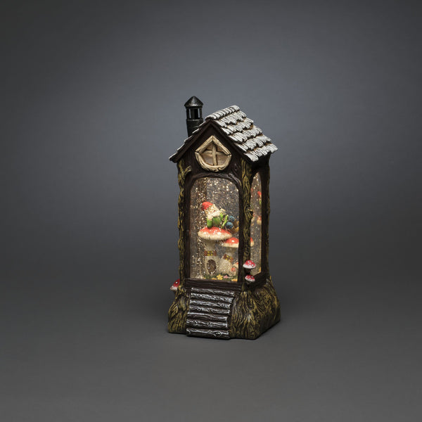 Elf Relaxing on Toadstools Magical Glitter Water Spinner