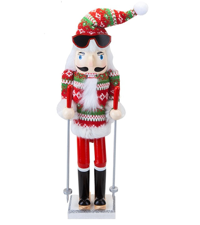 37.5cm Nordic Skier Wooden Christmas Nutcracker