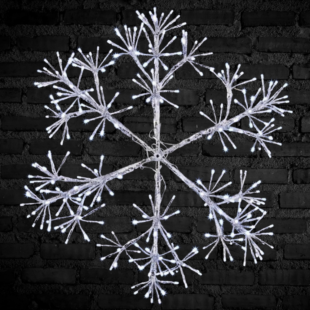 1.5m Giant Silver Starburst Snowflake Silhouette with Twinkling White LEDs