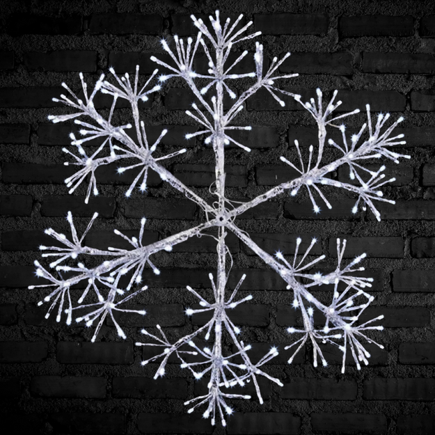 1.5m Giant Silver Starburst Snowflake Silhouette with Twinkling White LEDs