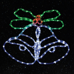 56cm Festive Bells and Holly Christmas Rope Light Silhouette