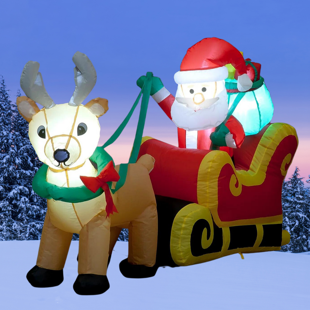 Inflatable Christmas Santa Sleigh with Reindeer