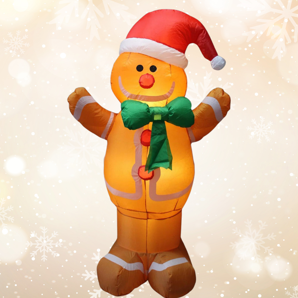 2.4m Giant LED Lit Gingerbread Christmas Inflatable