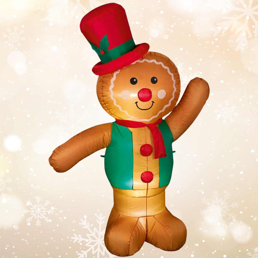 1.8m LED Lit Gingerbread Man Christmas Inflatable