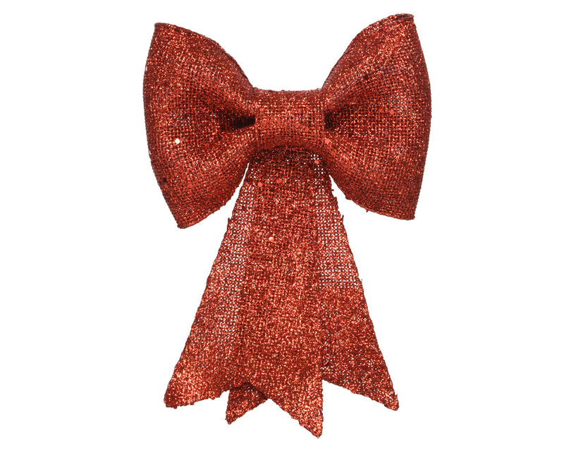 Large 30cm Red Glitter Bow Christmas Tree Decoration
