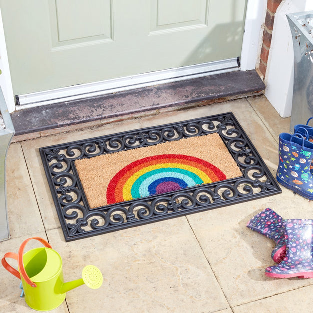 Rubber Door Mat with Rainbow