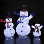 Set of Three Pop Up Snowmen Family Lit with 270 White LEDs