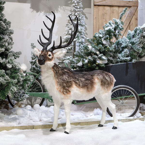 1.44m Plush Lifesize Reindeer with Antlers Commercial Display