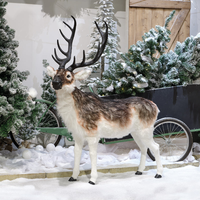 1.44m Plush Lifesize Reindeer with Antlers Commercial Display