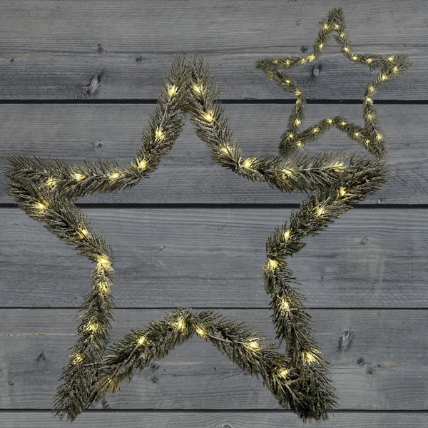 Set of 2 Fir Tree Christmas Stars with 100 Warm White LEDs