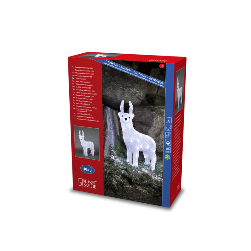38cm LED Lit Acrylic Standing Reindeer