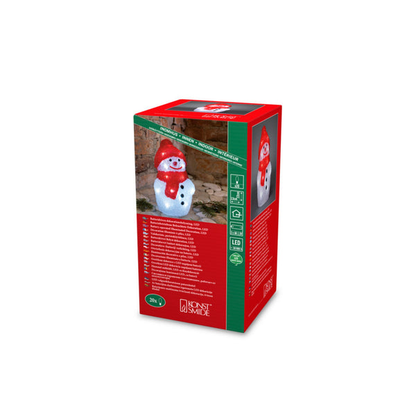 22cm Snowman with Red Hat & Scarf Acrylic LED Christmas Display Light
