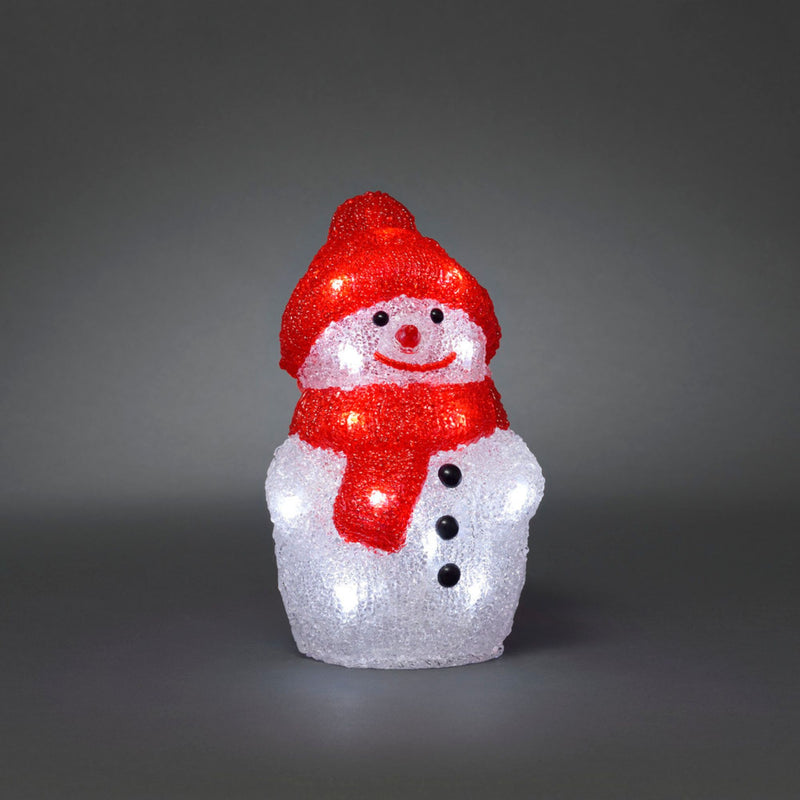 22cm Snowman with Red Hat & Scarf Acrylic LED Christmas Display Light