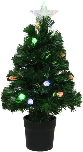 2ft Fibre Optic Christmas Tree with Multi Coloured Pine Cone Lights
