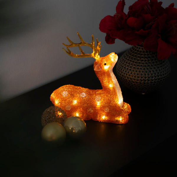 22cm Golden Reindeer Acrylic LED Christmas Display Light