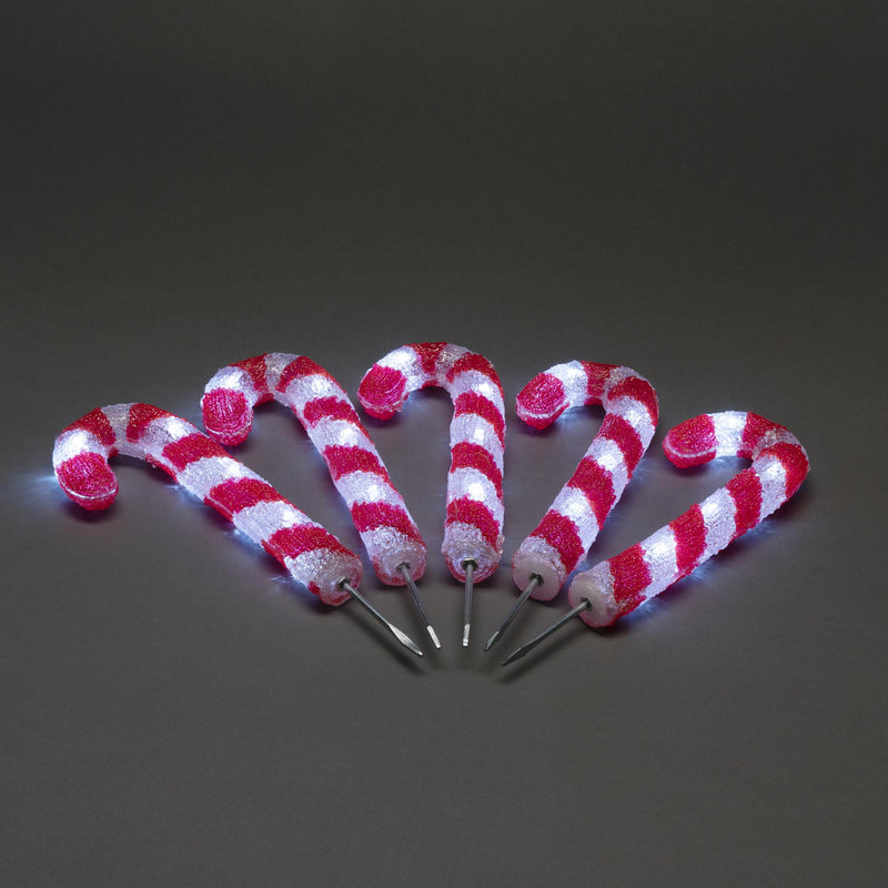 Set of 5 Acrylic Christmas Candy Canes Path Lights