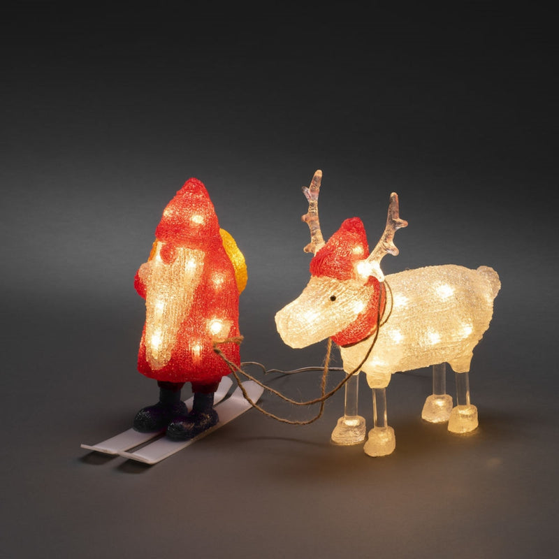 Acrylic Santa Walking with Reindeer