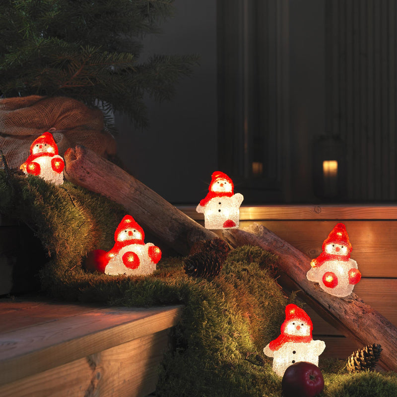 Set of 5 Acrylic LED Lit Snowmen