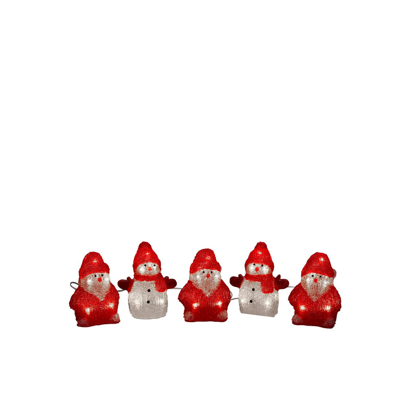 Set of 5 Acrylic LED Lit Snowman & Santa's