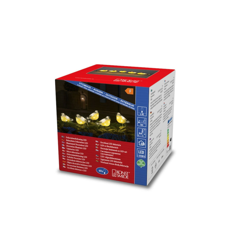 Set of 5 LED Lit Acrylic Birds Christmas Display