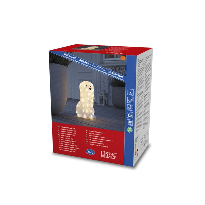 Acrylic Sitting Dog with 40 Warm White LEDs