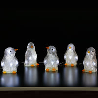 Set of 5 Penguins Christmas Acrylic Display with 40 White LEDs
