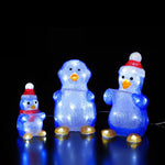 Set of 3 Penguin Choir Lit Christmas Acrylics with 80 White LED's
