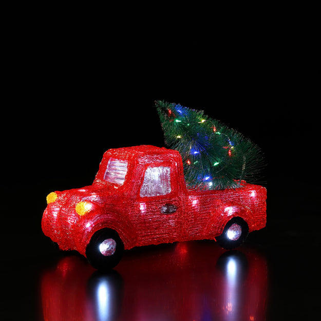 Festive Truck with Christmas Tree Acrylic with 48 LEDs