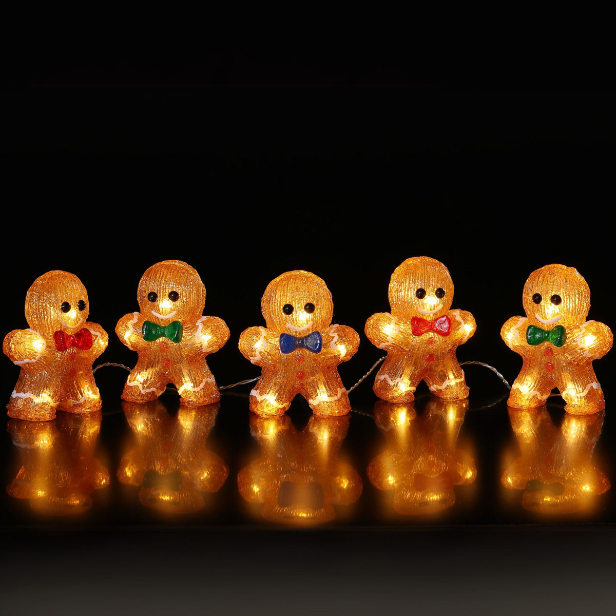 Set of 5 Gingerbread Christmas Acrylic Display with 40 White LEDs