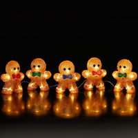 Set of 5 Gingerbread Christmas Acrylic Display with 40 White LEDs