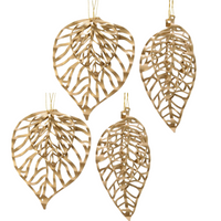 Pack of 4 Gold Leaf Hanging Tree Decorations