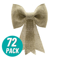 72 Light Gold Glitter Bow Christmas Tree Decoration Commercial Pack