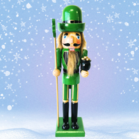 Lucky Charm Irish Wooden Nutcracker with Pot of Gold