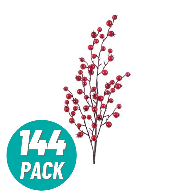 144 Red Berry 60cm Spray Christmas Decoration Commercial Pack