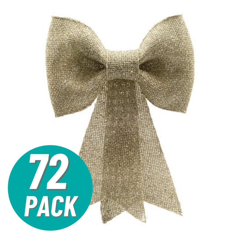 72 Light Gold Glitter Bow Christmas Tree Decoration Commercial Pack