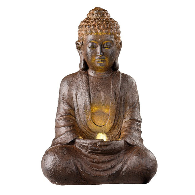 Bronze Sitting Buddha LED Lit Water Feature