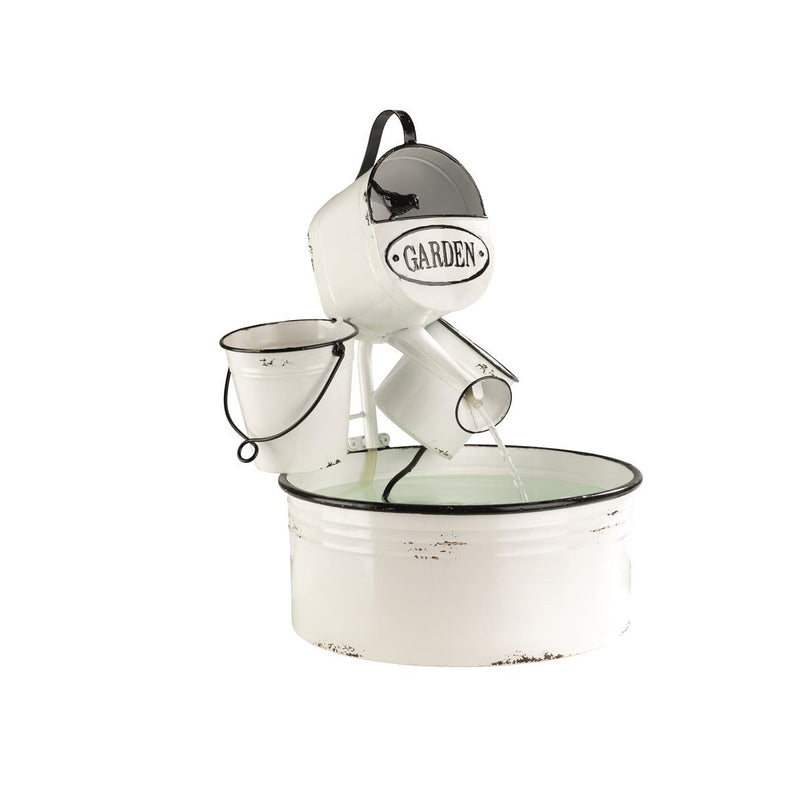 Cream Watering Can Water Feature With Planter