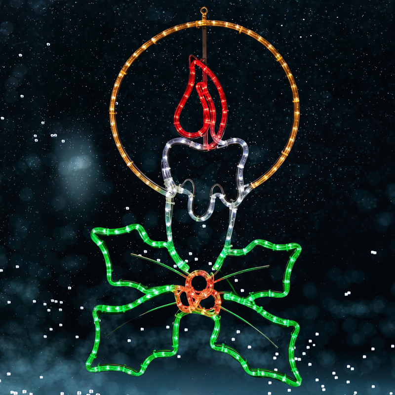 1m LED Christmas Candle with Holly Sprig XP Silhouettes