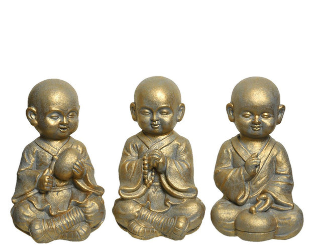 Set of 3 Large Gold Monk Statues
