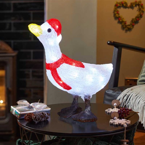 Inlit Festive Goose Christmas Acrylic with Cool White LEDs