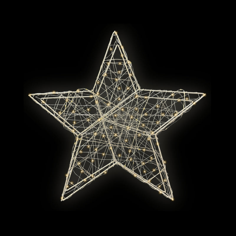 20cm Silver Star with Warm White Micro LED Lights