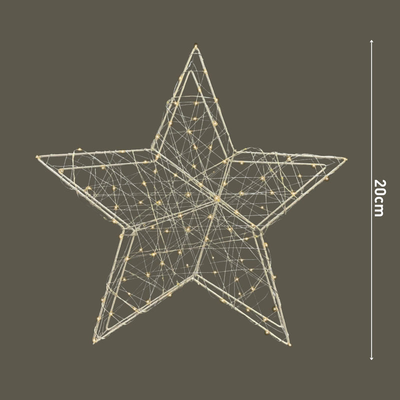 2 Pack of Micro LED Silver Stars with Warm White Lights