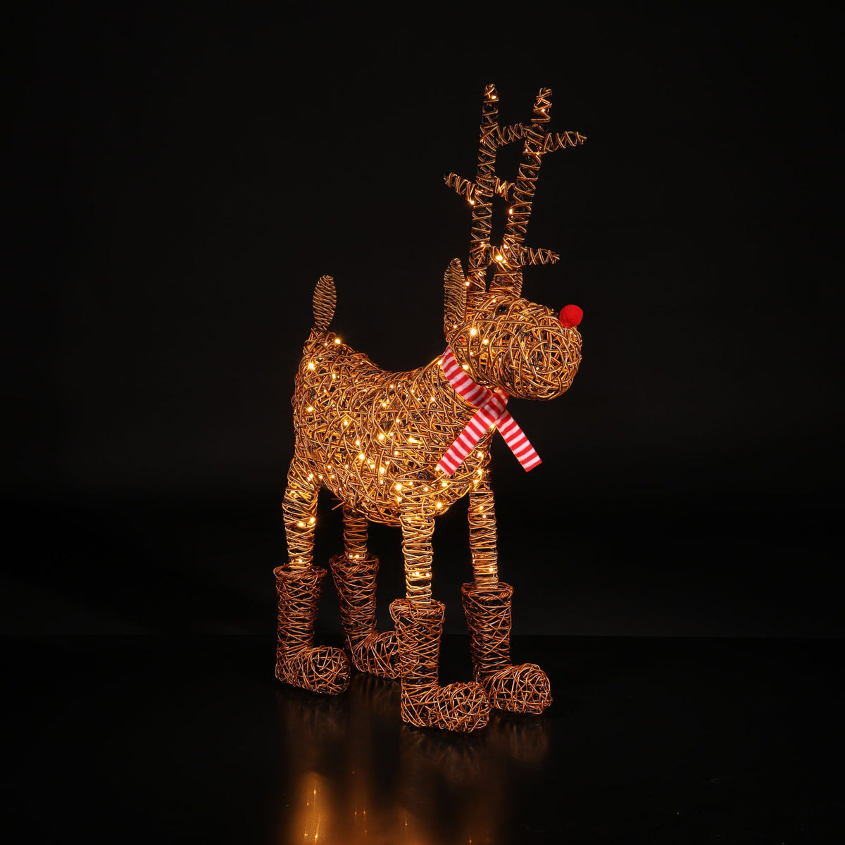 1.2m Extra Large Brown Wicker Rudolph with 200 Warm White LEDs