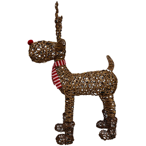 97cm Brown Wicker Rudolph in Boots with 120 Warm White LEDs
